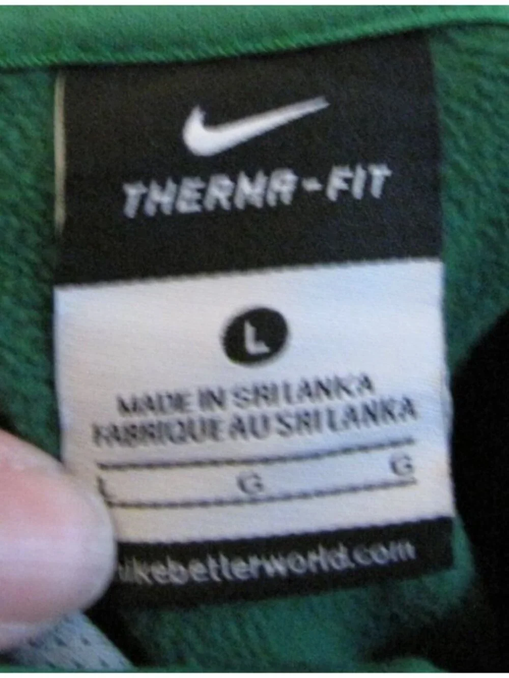 Nike Therma Fit L Green White Hoodie Sweatshirt Womens